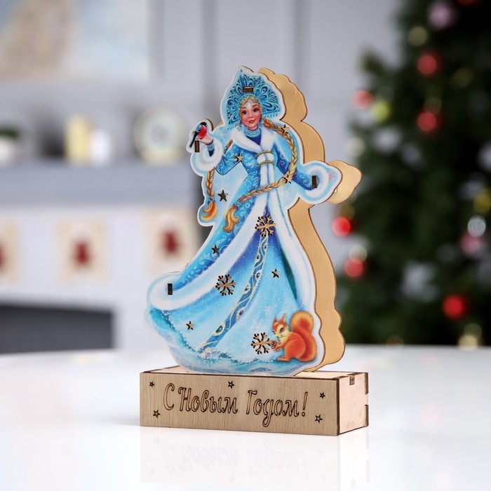 Светодиодная фигура &laquo;Снегурочка&raquo; 12 &times; 20 &times; 4.7 см, дерево, батарейки LR1130х3 (в комплекте), свечение тёплое белое