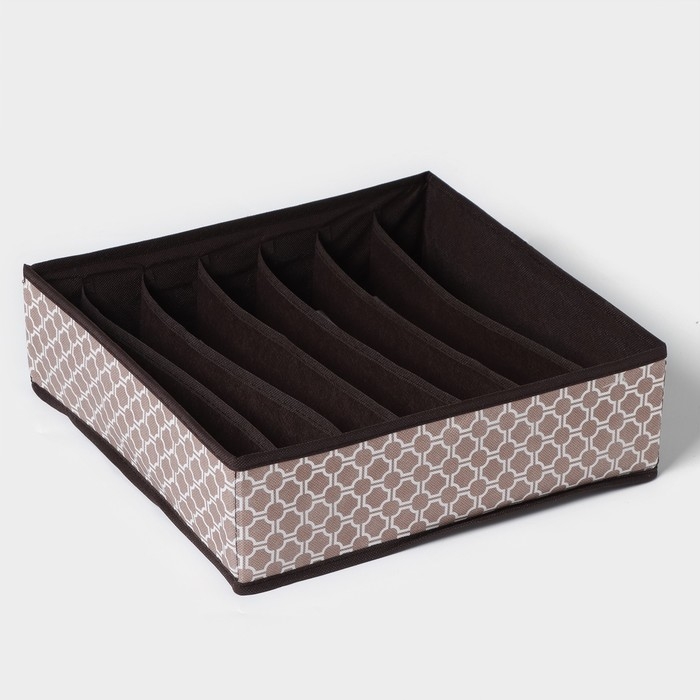 Органайзер для хранения белья Доляна &laquo;Браун&raquo;, 7 ячеек, 34&times;30,5&times;10 см, цвет коричневый