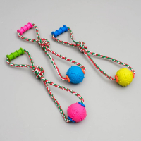 Игрушка канатная с жевательными элементами "Шар с 1 ручкой", до 36 см, разноцветная Игрушка канатная с жевательными элементами "Шар с 1 ручкой", до 36 см, разноцветная