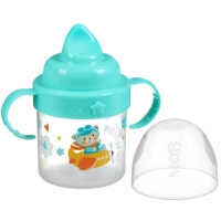 Поильник детский с твёрдым носиком &laquo;мишка&raquo;, 140 мл., с ручками, цвет бирюзовый