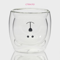 Стакан стеклянный с двойными стенками Доляна &laquo;Медведь&raquo;, 200 мл, 9&times;9 см