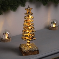 Фигура деревянная "Ёлочка", 30х10х10 см, 35 LED, батарейки AAx2 (не в комплекте), свечение теплое белое