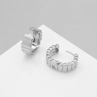 Серьги металл &laquo;Аккорд&raquo; круг из прямоугольников, цвет серебро