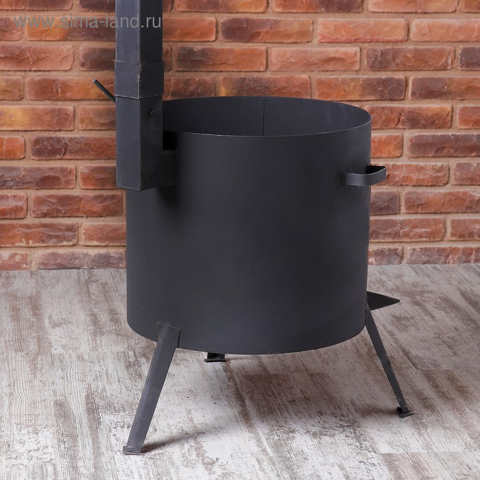 Печь под казан 22 л D=46 см, с дымоходом, с дверцей