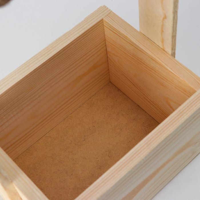 Кашпо деревянное, 15&times;12&times;9,5(25) см "С Днём Рождения", ручка верёвка, гравировка