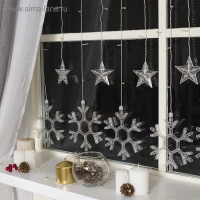 Гирлянда &laquo;Бахрома&raquo; 2.4 &times; 0.9 м с насадками &laquo;Снежинки&raquo;, IP20, прозрачная нить, 150 LED, свечение мульти, 8 режимов, 220 В