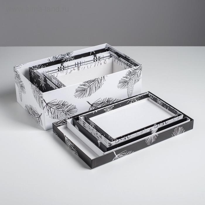 Набор подарочных коробок 5 в 1 &laquo;Черно-белый&raquo;, 32,5 х 20 х 12,5 - 22 х 14 х 8,5 см, Новый год