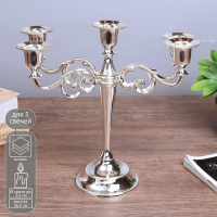 Подсвечник металл на 5 свечей "Лаконичность" цвет хром 26,5х27,5х10 см Подсвечник металл на 5 свечей "Лаконичность" цвет хром 26,5х27,5х10 см