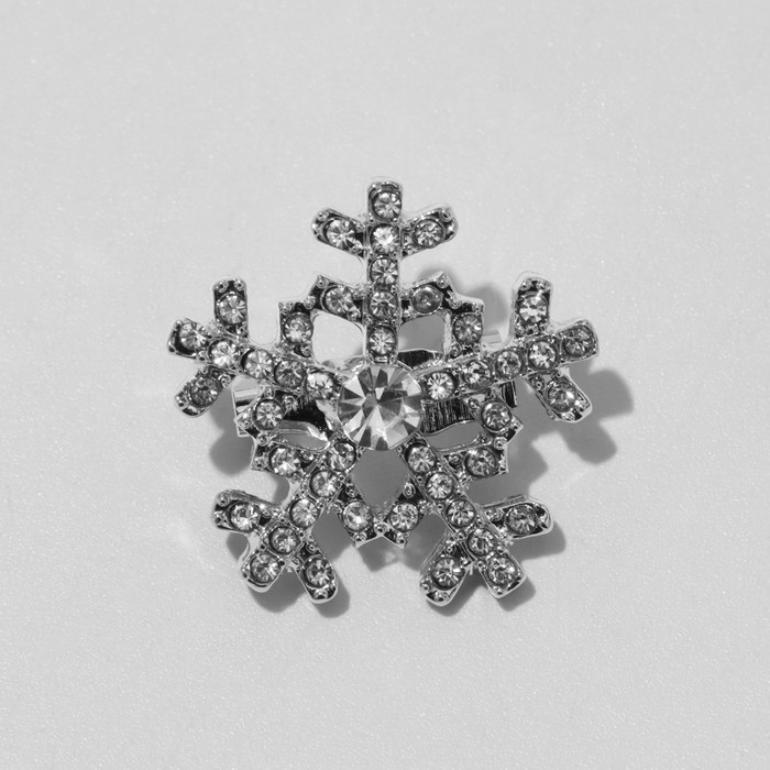 Новый год! Брошь &laquo;Снежинка&raquo; мини, цвет белый в серебре