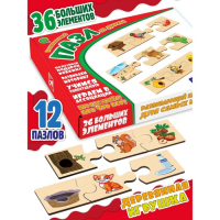 Пазл развивающий деревянный &laquo;Кто где живет? Кто что ест?&raquo; Играем в ассоциации, 36 больших элементов