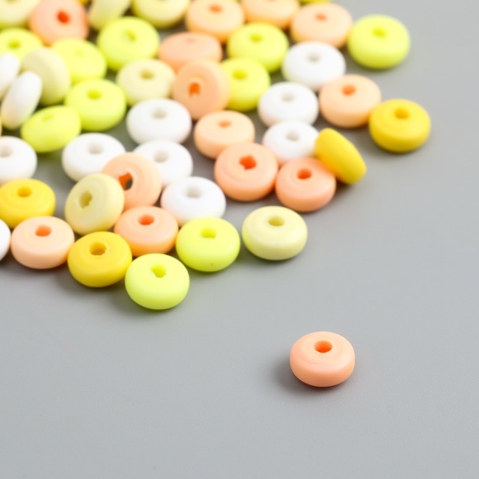 Бусины для творчества PVC "Колечки. Цитрус" набор 112 шт 0,7х0,7х0,3 см