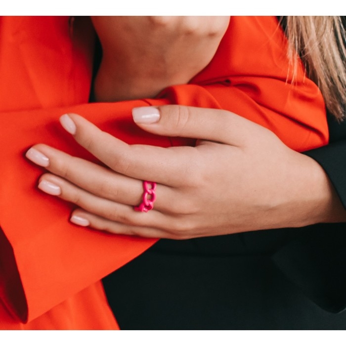 Кольцо Amore цепь, цвет розовый, безразмерное Кольцо Amore цепь, цвет розовый, безразмерное