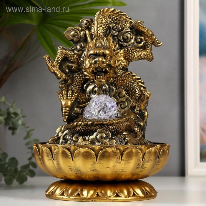 Фонтан настольный от сети, подсветка Фонтан настольный от сети, подсветка "Золотой дракон" 32х23х23 см