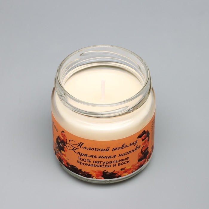 Натуральная эко свеча "Молочный шоколад с карамелью", 7х7,5 см, 14 ч