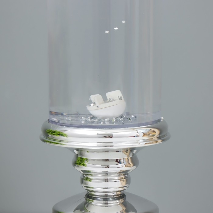 Лава-лампа  "Морозная свеча" LED от батареек 3хАА USB серебро 7х7х28см