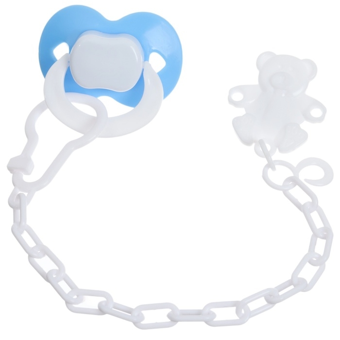 Соска - пустышка силиконовая ортодонтическая, от 6 мес., с держателем, цвет МИКС