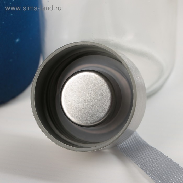 Бутылка для воды стеклянная в чехле «Звёздное небо», 300 мл, h=17 см, цвет МИКС Бутылка для воды стеклянная в чехле «Звёздное небо», 300 мл, h=17 см, цвет МИКС