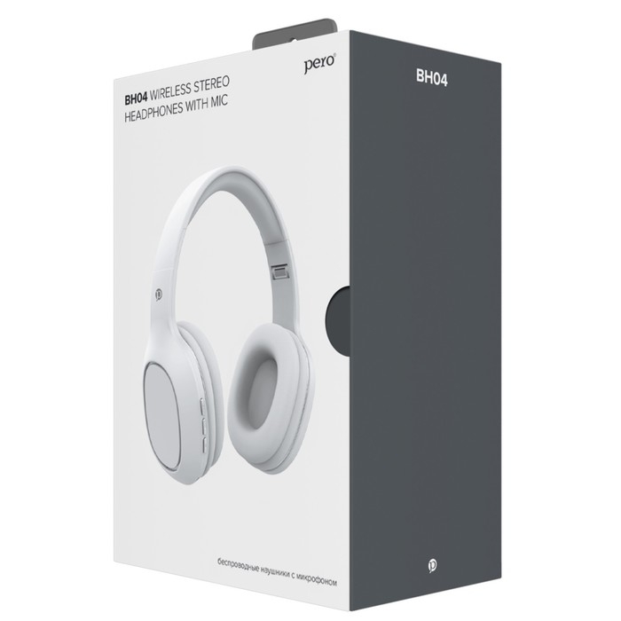 Наушники PERO BH04, беспроводные, полноразмерные, микрофон, 400 мАч, до 20 часов, белые Наушники PERO BH04, беспроводные, полноразмерные, микрофон, 400 мАч, до 20 часов, белые