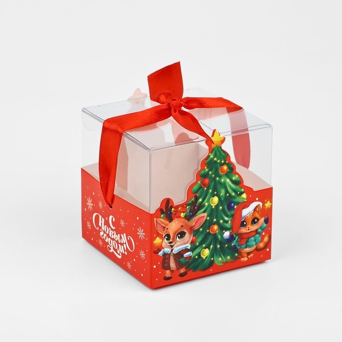 Коробка подарочная новогодняя складная «Новогодняя», 7 х 7 х 7 см, Новый год Коробка подарочная новогодняя складная «Новогодняя», 7 х 7 х 7 см, Новый год