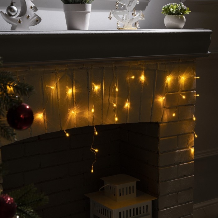Гирлянда &laquo;Бахрома&raquo; 1.8 &times; 0.5 м, IP20, прозрачная нить, 48 LED, свечение жёлтое, 8 режимов, 220 В
