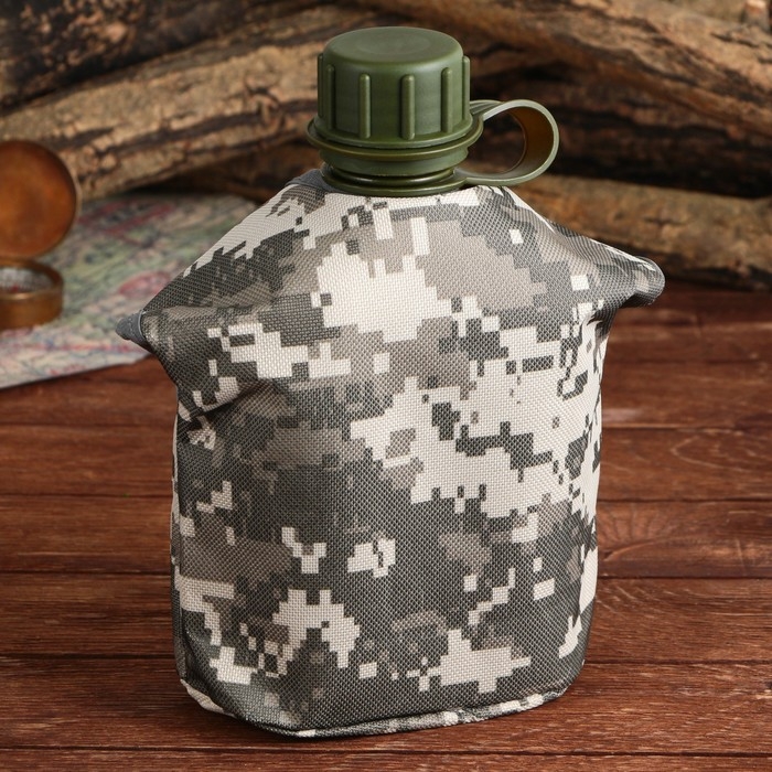 Фляга &laquo;Командор&raquo;, пластик 1 л, камуфляж серый