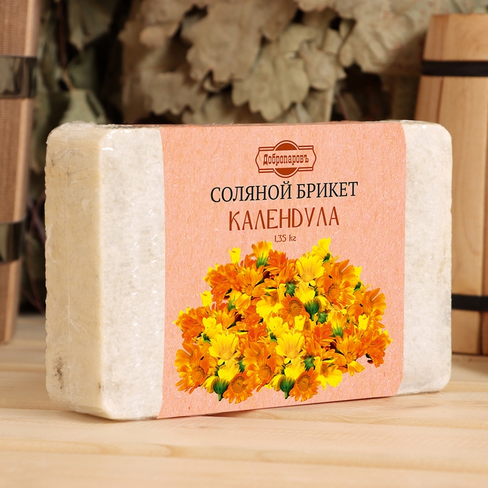 Соляной брикет Соляной брикет "Календула" с алтайскими травами, 1,35 кг "Добропаровъ"