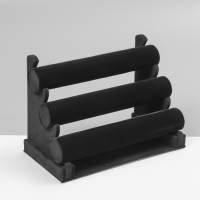 Подставка для часов, браслетов, флок, 3 ролика, 31&times;17,2&times;23 см, d=5 см, цвет чёрный