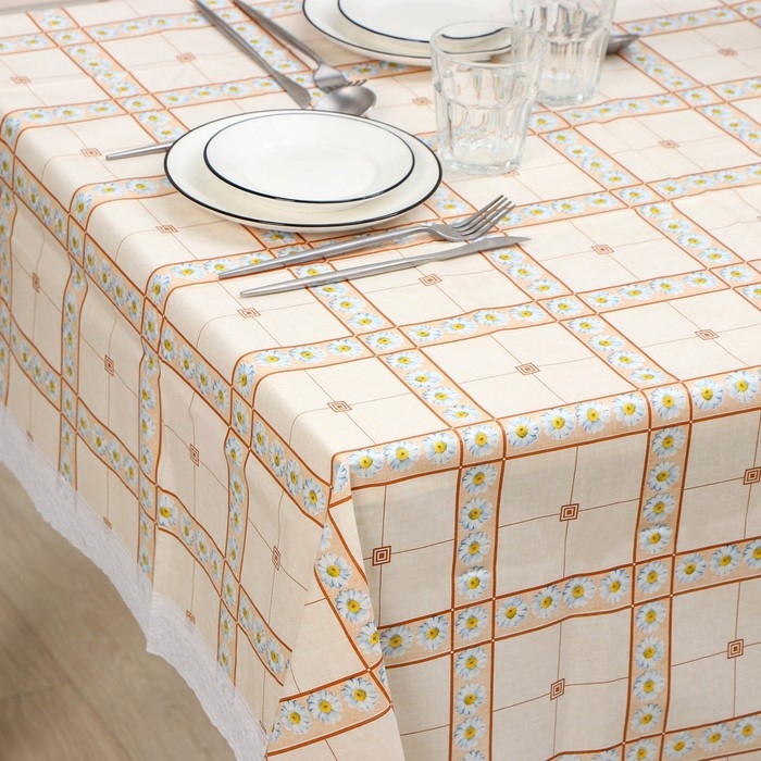 Скатерть на нетканой основе многоразовая с кружевом «Колорит», 135×200(+/-5) см, цвет микс Скатерть на нетканой основе многоразовая с кружевом «Колорит», 135×200(+/-5) см, цвет микс