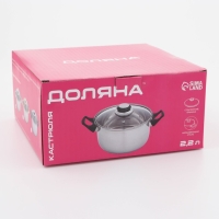 Кастрюля с крышкой из нержавеющей стали Доляна «Классика», 2,2 л, d=19 см, капсульное дно Кастрюля с крышкой из нержавеющей стали Доляна «Классика», 2,2 л, d=19 см, капсульное дно