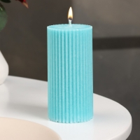 Свеча-цилиндр с гранями, 5х10 см, бирюзовая, 6 ч Свеча-цилиндр с гранями, 5х10 см, бирюзовая, 6 ч