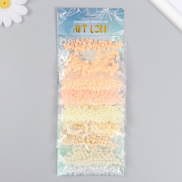 Бисер круглый Бисер круглый "Нежные цвета бело-жёлто-розовый" 8 цветов х 10 грамм
