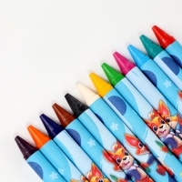 Восковые мелки - карандаши с блёстками &laquo;Друг лисёнок&raquo;, 12 цветов