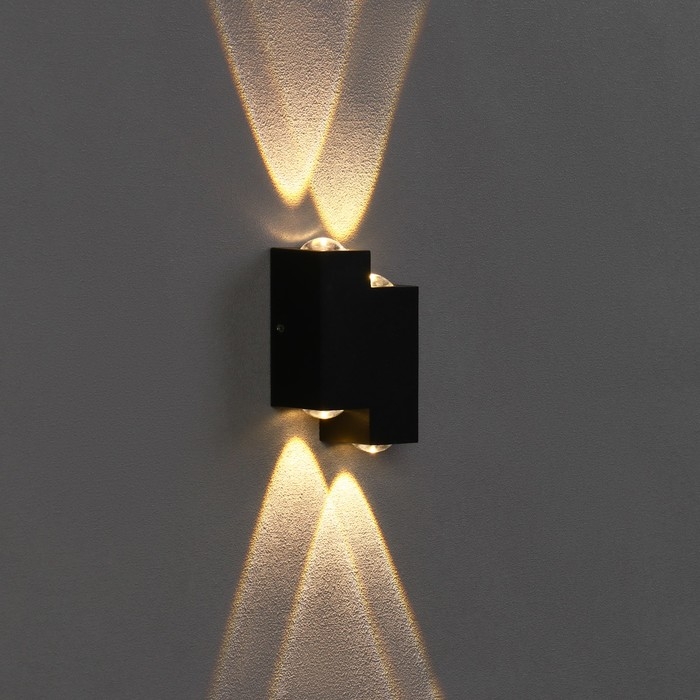 Светильник фасадный &laquo;Луч&raquo;, FSD-010, 4 Вт, 3000К, 2 луча, IP65, 220 В, металл, черный