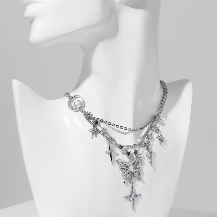 Кулон «Бабочка» звёзды, цвет белый в серебре, 40 см Кулон «Бабочка» звёзды, цвет белый в серебре, 40 см