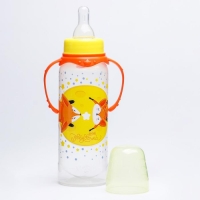 Бутылочка для кормления &laquo;Лисички: мамы и малыши&raquo;, классическое горло, 250 мл., от 0 мес., цилиндр, с ручками