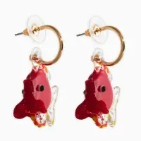 Серьги из стекла "Море", рыба, цвет красный в золоте