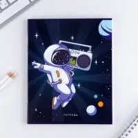 Тетрадь в клетку, 48 л., А5, на скрепке, блок №1 &laquo;Космос&raquo; МИКС