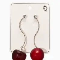 Серьги "Черешня", цвет бордовый в серебре