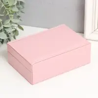 Шкатулка кожзам для украшений "Матовая гладь. Прямоугольная" розовая 16х11,5х5,5 см