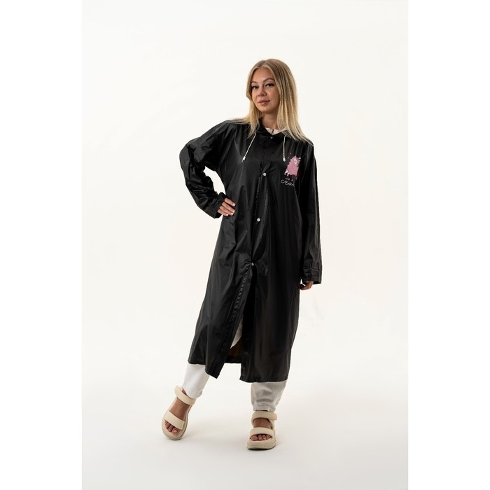 Дождевик взрослый плащ &laquo;На крыльях счастья&raquo;, размер универсальный, размер 42-48, 60 х 110 см, цвет чёрный