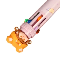 Ручка шариковая 10-цветная 0,5 мм "Шапочка оранжевая" (штрихкод на штуке)