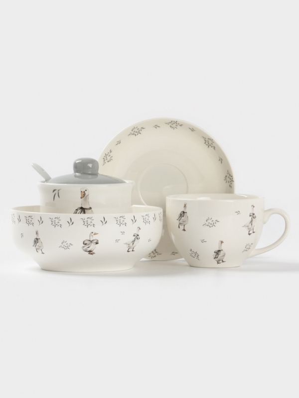 Подставка под ложку Доляна "Гуси" цвет белый 22,3x7,1x2,7 см