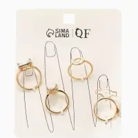 Набор колец 5 шт "Новый стиль" кристалл, размер МИКС, цвет белый в золоте