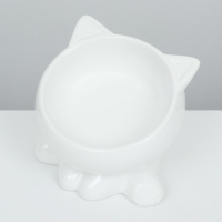 Миска керамическая "Киса" на подставке-лапках 200 мл  13 х 12 х 8 см, белая