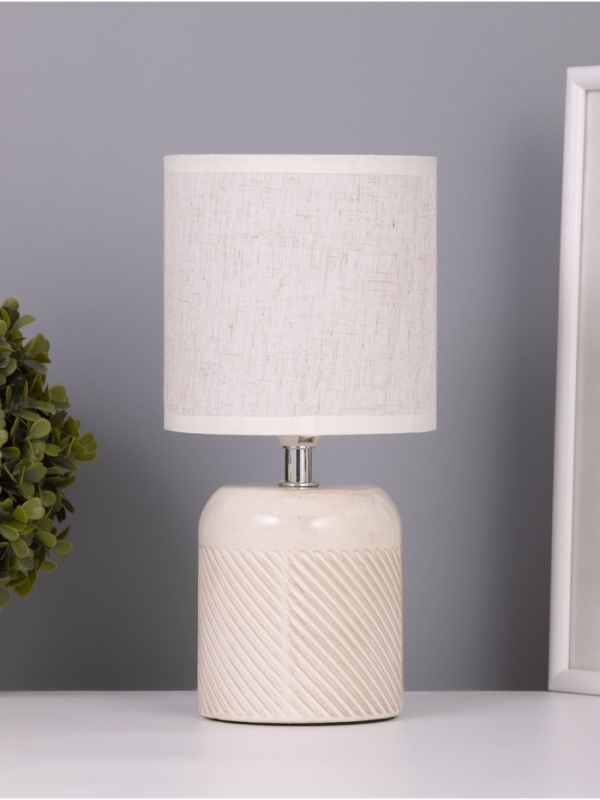 Лампа настольная "Рукия" 1х40Вт Е14 серый/экрю 13х13х25см