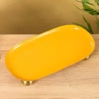 Блюдо сервировочное текстурное на золотых ножках сферах &laquo;Песок&raquo;, 29&times;15.5&times;7 +/- 0.5 см