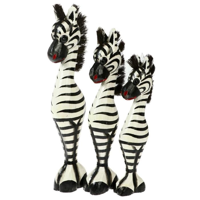 Сувенир дерево "Семейство зебр" (набор 3 штуки: высота 40,35,30 см)