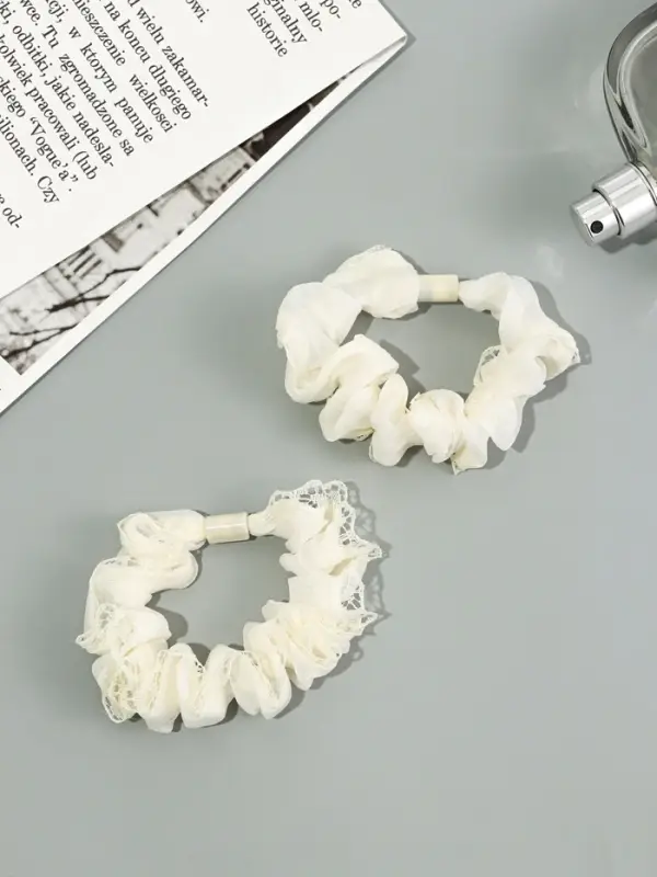 Резинка для волос "Каприс" (набор 2 шт) 7 см, молочный