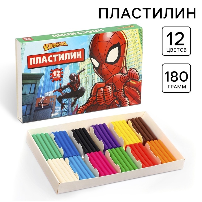 Пластилин 12цв 180г Человек паук Пластилин 12цв 180г Человек паук