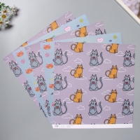 Бумага для скрапбукинга двусторонняя "Котики" плотность 180 гр набор 5 шт 30,5х32 см Бумага для скрапбукинга двусторонняя "Котики" плотность 180 гр набор 5 шт 30,5х32 см